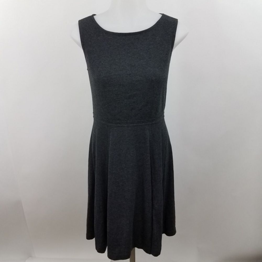 Loft‎ Dress 2P Petite Fit Flare Gray Work C…